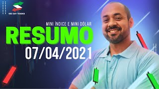 Day Trade - Resumo do Mini índice e Mini Dólar - (WINJ21 e WDOK21) - Fechamento de mercado.