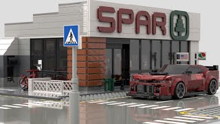 Lego building time-laps “SPAR” Store + Camaro ZL1