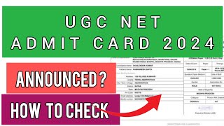 UGC NET NTA Admit Card 2024 | How To Check NET Hall Ticket 2024