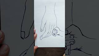 simple lineart of a child holding his father's hand #lineart #lineartwork #shortfeed #sketch #penart