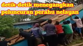 penurunan kapal kayu, penurunan perahu nelayan desa Kurau bangka tengah