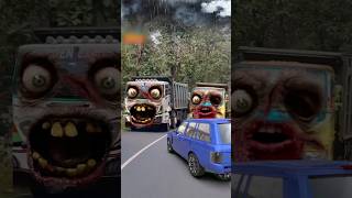 Scary Transformation: Truck Hino Monster and Tayo the Little Bus Zombie Battle#shorts