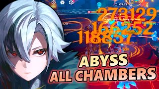 C0 Arlecchino (Talent 8!) Abyss ALL CHAMBERS - SHE TOO OP?