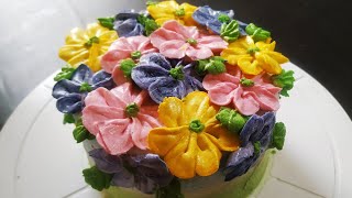 White chocolate buttercream Cake | Colorful flowers decoration