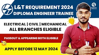 L&T Recruitment 2024🥳 | L&T New Vacancy 2024 🔥(EE/ME/IT/CSE/ETC)🔥| Big Update | Appearing Eligible😱