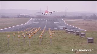 CROSSWIND Landings during a storm at Dortmund Airport | WizzAir Airbus A320 and Germanwings A319