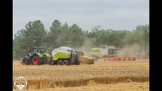 Dreschen und pressen// 2x Claas Lexion 760 , Claas Axion 930 mit einer Quadrant 3300FC