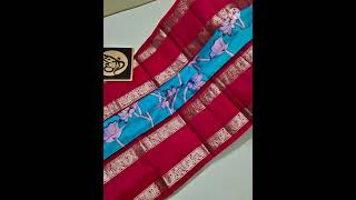 Gadwal silk kalamkari digital prints with bentex silver zari border