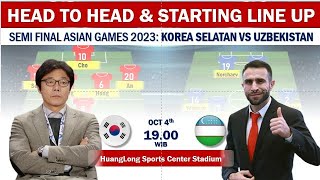 KORSEL VS UZBEKISTAN | SEMI FINAL ASIAN GAMES 2023 | Head to Head Statistik Formasi Line Up