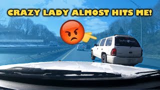 CRAZY LADY ALMOST HITS ME, in MY EX COP CAR!!!