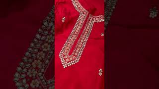 Red Pure dola silk handwork with pure khadi dupatta is stitched dress material.    #Ethnicbffs