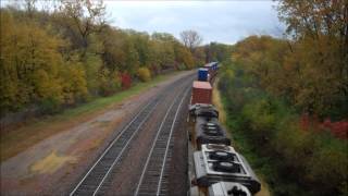 UP IG4SE meets a UP Grain Shuttle at Wheaton IL. 10-14-12