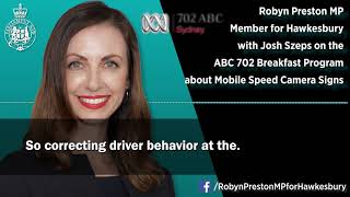 Robyn Preston on ABC 702 Breakfast Radio about speed camera signs