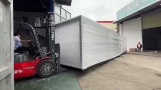 Large air-cooled skid-mounted chiller. Exported to Saudi Arabia, for cooling hydrogenation stations.