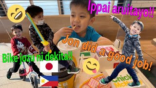 🇵🇭🇯🇵Jon walked for 3 hours for EGG CHEESE BUGER!?!?!😱and Bike Ride!