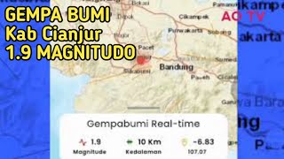 Gempa bumi 1.9 Magnitudo 9 Maret 2023! Gempa kab Cianjur