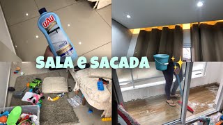 FAXINA COMPLETA NA SALA E SACADA! | GANHEI UMA CAFETEIRA ELÉTRICA 😍