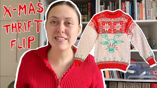 DIY | embroidering my own sustainable Christmas jumper | Thrift Flip