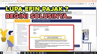 Cara Mengatasi Lupa Efin Djp Online