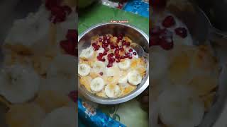 Today healthy breakfast cornflakes  milk  banana  🍌  Pomegranate #youtubeshorts #food #lovesong