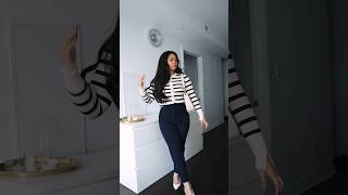 How to style a navy blue striped cardigan for fall 💙 #shorts #grwm #howtostyle #fashion #fallout