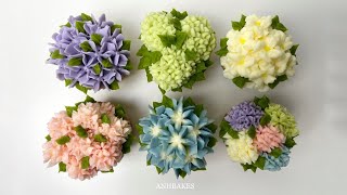 Six ways to make Buttercream Hydrangea Cupcakes (The Hydrangea Nozzle Set by ANHBAKES on Amazon)