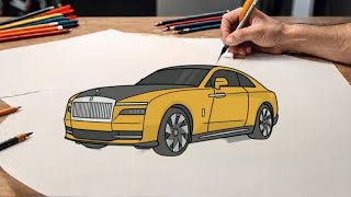 How to draw a ROLLS-ROYCE SPECTRE 2024 / drawing Rolls-Royce step by step