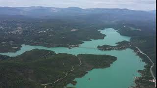 aerial large view lake saint cassien famous reservoir in var france