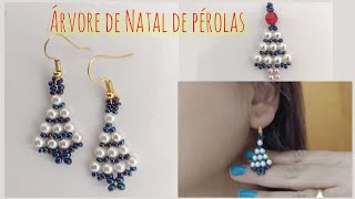 ÁRVORE DE NATAL COM PÉROLAS - Brinco/ Pingente, chaveiro, enfeite de árvore 🌲