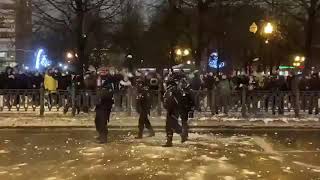 Moscow Police Bombarded With Snowballs By Alexei Navalny Supporters