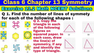 Class 6 Ex 13.2 Q 1 | Q 2 | Symmetry | Chapter 13 | Exercise 13.2 | Math NCERT Solutions| CBSE