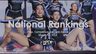 March 14, 2024 - National Rankings for Prep, Competitive Rec, and Dance