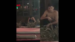 Nick Diaz, shirtless in public, trying to light a piece of grass on fire  #nickdiaz #ufc #mmafighter