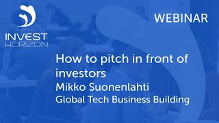 Webinar: Pitching in front of investors