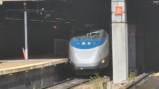 Amtrak Acela departs South Station with a Shave and a haircut!