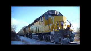 1080p HD: UP GP40-2 5245 West, the UP L-PW14 Job - Wayne IL.