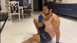 Varun Dhawan Doing Exercises with Online Trainer