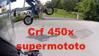 Mike's Supermoto [CRF 450x] and wheelie crash