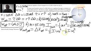 Rotational Work Kinetic Energy Theorem Problem