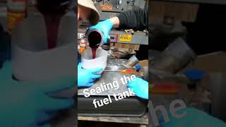 Sealing the Willys CJ2A fuel tank.