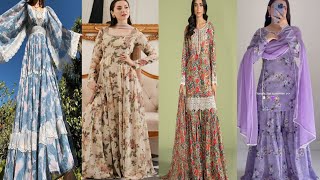 Flowery Dress Designs For Winters/Printed Suits Designs For Girls/ Flowery Printed Dress Ideas 2025