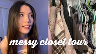 messy closet clean up | tour | vlog