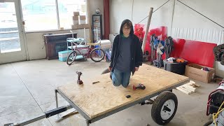 13 year old builds his own TEARDROP CAMPER SANDWICH FLOOR  square drop how to time lapse EP 2