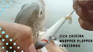 Pescaria na Várzea das Flores, pegando peixe com isca Whopper Plopper caseira.