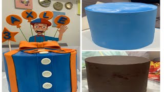 [TUTORIAL] Blippi fondant cake! Easy way to cover a cake using fondant paneling method‼️#cake #decor