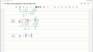 3 1 Basic Linear Equations in One Variable Part 1