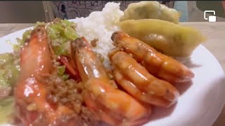 ASMR||BITTER GOURD,PRAWN,DUMPLING with rice 😋