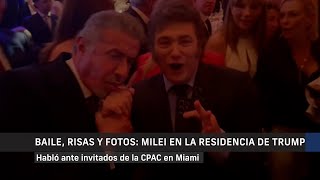 Abrazos, risas y fotos: así fue el encuentro entre Javier Milei, Trump y Sylvester Stallone