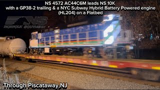 NS4572 AC44C6M leads NS 10K w/ a GP38-2 2/3 & a NYC Subway Hybrid Battery engine at MP.29 (friendly)