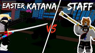 Easter Katana VS Easter Staff | Boku No Roblox Remastered